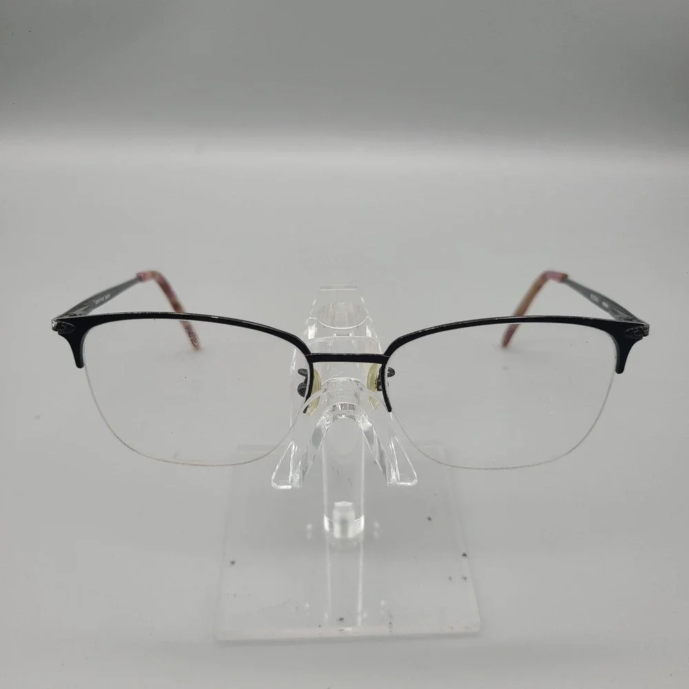 Bulova Remini Eyeglass Frames Black Semi Rimless Cat Eye 53-17-140 Textured